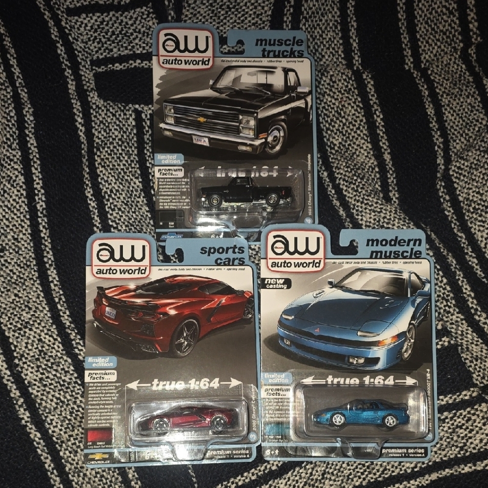 Die-Cast Toy Car Set - Black, Red, Blue